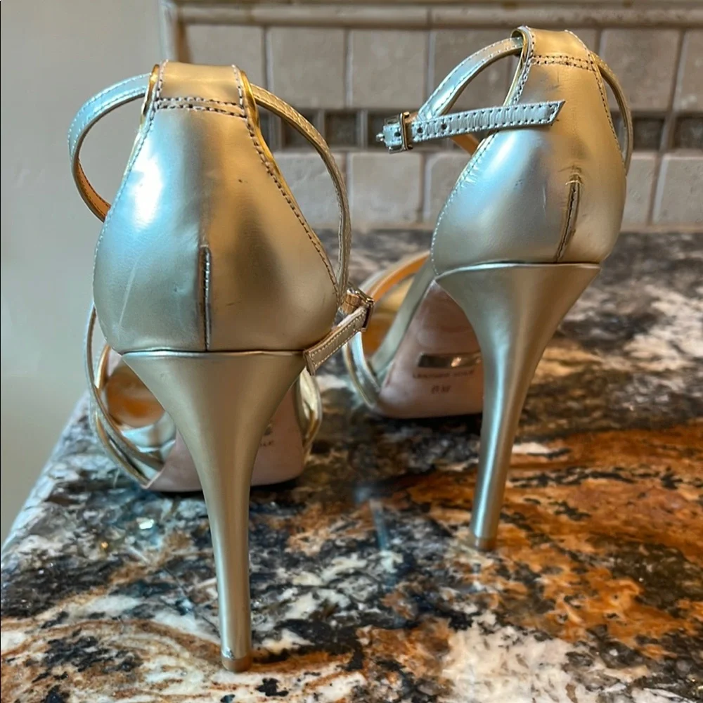 Badgley Mischka Women's Gold Strappy Heels - Picture 5 of 5